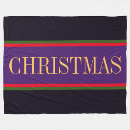 Festive Lila Black Red Grönt CHRISTMAS Rand Fleecefilt