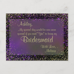 Festive Lila Glow - kommer du att bli min bridesai Inbjudan Vykort