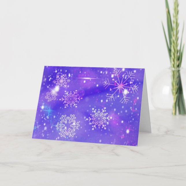 Festive Lila Snowflake Stars jul Party Helgkort (Framsida)