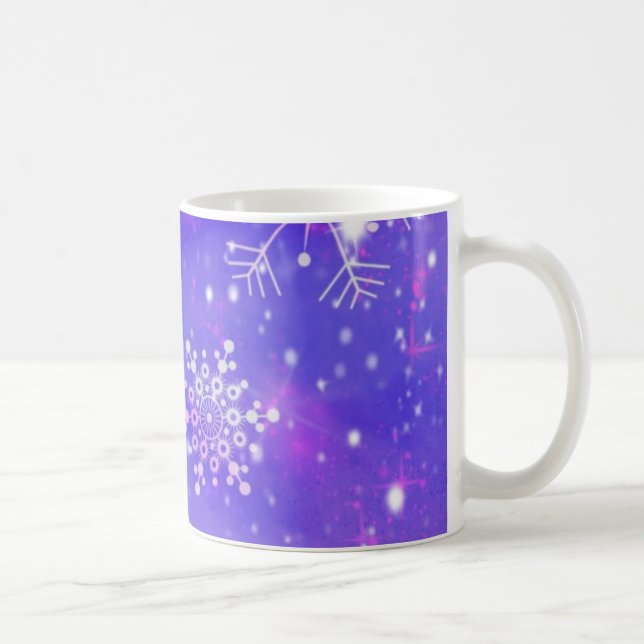 Festive Lila Snowflake Stars jul Party Kaffemugg (Höger)