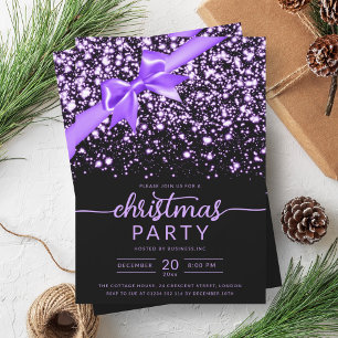 Festive Lila Winter Shiny Star Company Julafton Inbjudningar