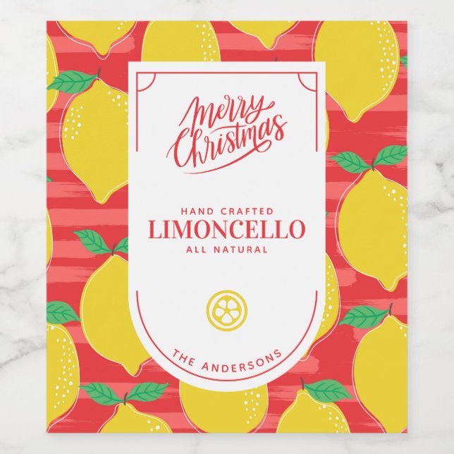 Festive Limoncello-jul Vinflaska Etikett (Singel etikett)