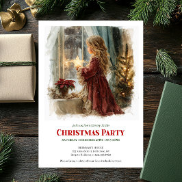 Festive little girl holding shining star printable inbjudningar