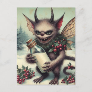 Festive Little jul Mörk Fantasy Critter Vykort