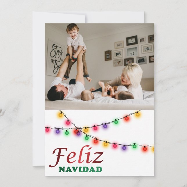 Festive Ljus Feliz Navidad Spain Photo Julkort (Framsida)