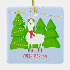 Festive Llama-julen Julgransprydnad Keramik
