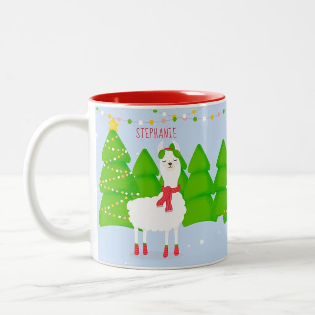 Festive Llama-julen Två-Tonad Mugg (Vänster)