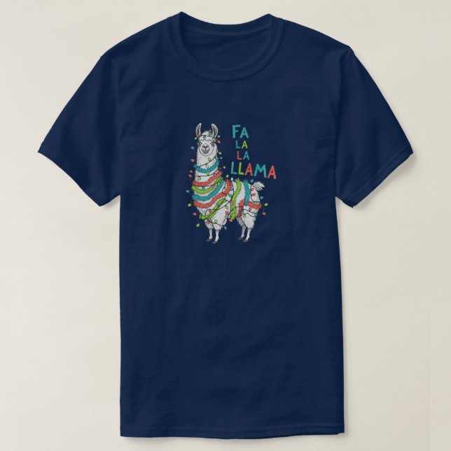Festive Llama with Christmas Lights T Shirt (Design framsida)