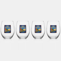 Festive LoCo Mah Jongg Wine Glasses