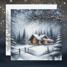 Festive Log Cabin i julen på vintern Skogen
