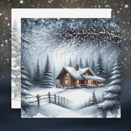 Festive Log Cabin i julen på vintern Skogen