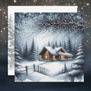 Festive Log Cabin i julen på vintern Skogen