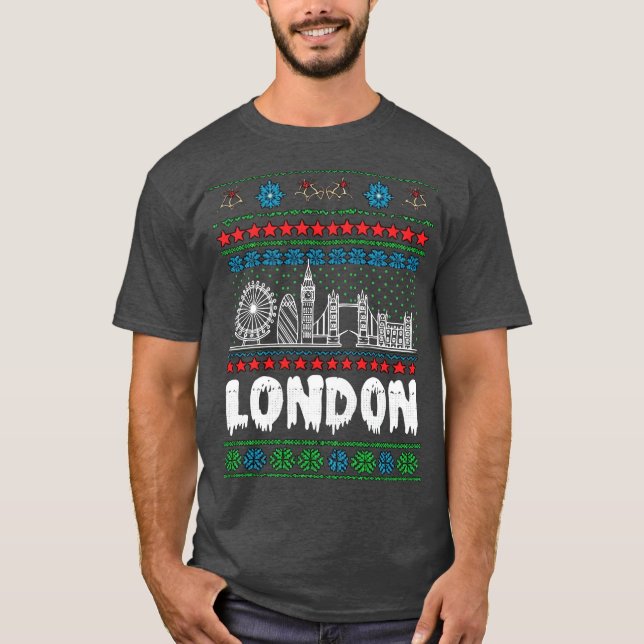 Festive London Förenade kungariket Ugly jul T Shirt (Framsida)