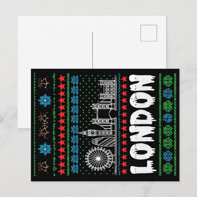 Festive London Förenade kungariket Ugly jul Vykort (Fram/baksida)