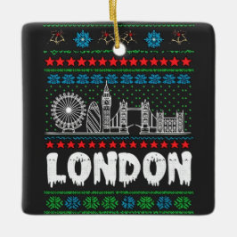 Festive London United Kingdom Ugly Christmas Julgransprydnad Keramik