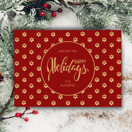 Festive Luxe Red & Guld Daisy jul Lycklig Julkort