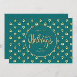 Festive Luxe Teal & Guld Daisy jul Lycklig Julkort