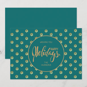 Festive Luxe Teal & Guld Daisy jul Lycklig Julkort