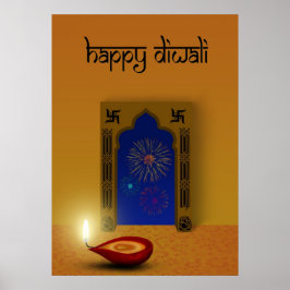 Festive Lycklig Diwali Fireworks - Poster Skriv ut