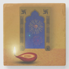 Festive Lycklig Diwali Fireworks - Stone Underlägg