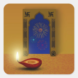 Festive Lycklig Diwali - Sticker Fyrkantigt Klistermärke