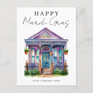 Festive Lycklig Mardi Gras House Realty Helg Vykort