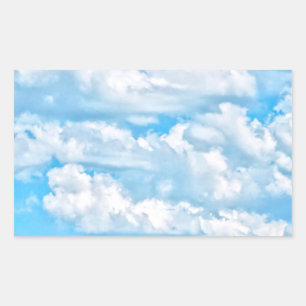 Festive Lycklig Sunny Clouds Background Rektangulärt Klistermärke