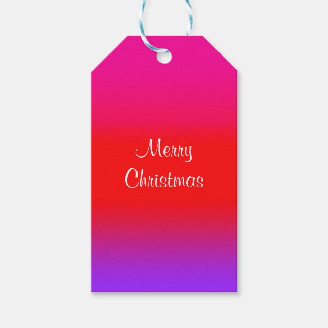 Festive Magenta Red Lila Ombre Gradient Mönster Presentetikett (Framsidan)