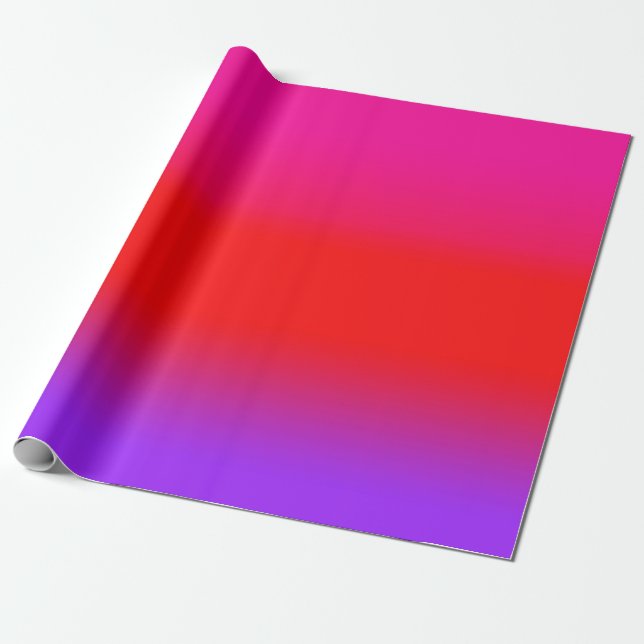 Festive Magenta Red Lila Ombre Gradient Mönster Presentpapper (Utrullad)