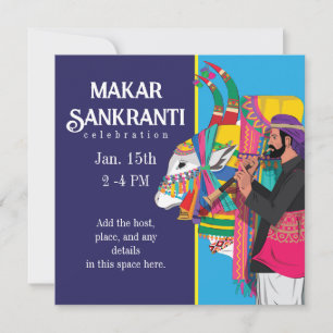 Festive Makar Sankranti Decorated Cow Inbjudningar