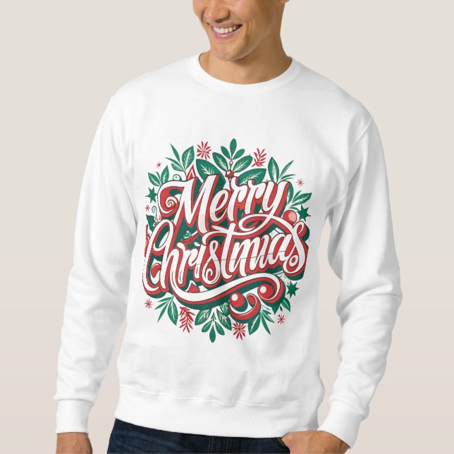 Festive Manar-Shirts: God jul Prints Lång Ärmad Tröja (Framsida)