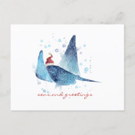 Festive Manta Ray Seas och Hälsning Helg Vykort
