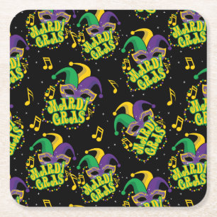 Festive Mardi Gras Underlägg Papper Kvadrat