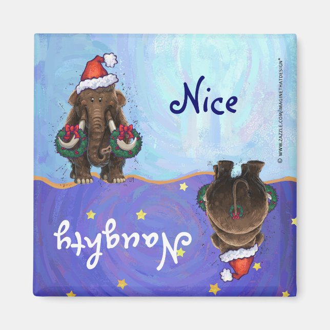 Festive Mastodon Naughty Nice Magnet (Framsidan)