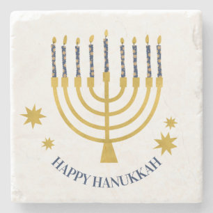 Festive Menorah Candles Lycklig Hanukkah Stenunderlägg