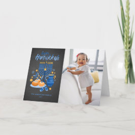 Festive Menorah Chalkboard Photo Lycklig Hanukkah Helgkort