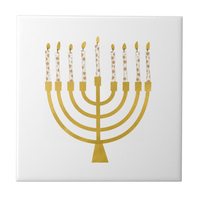 Festive Menorah Hanukkah Candles Elegant Minimal Kakelplatta (Framsidan)