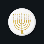 Festive Menorah Hanukkah Candles Elegant Minimal Magnet<br><div class="desc">Faux guld-foil menorah-ljus för Hanukkah firande. Den vismliga menorahillustrationen med vita stjärnor täckte celestialljus på ett fingerat guld-menorahstativ. Den minimalistiska menorah-eleganten starry Hanukkah illustrerade designgåvor och pappra produkter.</div>