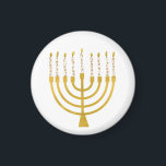 Festive Menorah Hanukkah Candles Elegant Minimal Magnet<br><div class="desc">Faux guld-foil menorah-ljus för Hanukkah firande. Den vismliga menorahillustrationen med vita stjärnor täckte celestialljus på ett fingerat guld-menorahstativ. Den minimalistiska menorah-eleganten starry Hanukkah illustrerade designgåvor och pappra produkter.</div>