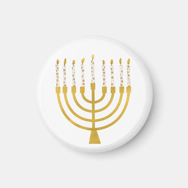 Festive Menorah Hanukkah Candles Elegant Minimal Magnet (Framsidan)