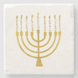 Festive Menorah Hanukkah Candles Elegant Minimal Stenunderlägg