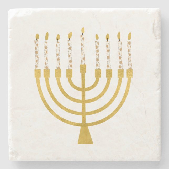 Festive Menorah Hanukkah Candles Elegant Minimal Stenunderlägg (Framsidan)