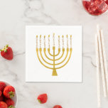 Festive Menorah Hanukkah Celestial Candles Bröllop Pappersservett<br><div class="desc">Faux guld-foil menorah-ljus för Hanukkah firande. Den vismliga menorahillustrationen med vita stjärnor täckte celestialljus på ett fingerat guld-menorahstativ. Menorah elegant Starry bröllop Hanukkah illustrerade designgåvor och pappra produkter.</div>
