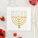 Festive Menorah Hanukkah Celestial Candles Bröllop Pappersservett<br><div class="desc">Faux guld-foil menorah-ljus för Hanukkah firande. Den vismliga menorahillustrationen med vita stjärnor täckte celestialljus på ett fingerat guld-menorahstativ. Menorah elegant Starry bröllop Hanukkah illustrerade designgåvor och pappra produkter.</div>