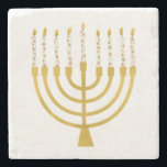Festive Menorah Hanukkah Celestial Candles Bröllop Stenunderlägg<br><div class="desc">Faux guld-foil menorah-ljus för Hanukkah firande. Den vismliga menorahillustrationen med vita stjärnor täckte celestialljus på ett fingerat guld-menorahstativ. Menorah elegant Starry bröllop Hanukkah illustrerade designgåvor och pappra produkter.</div>