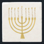 Festive Menorah Hanukkah Celestial Candles Bröllop Stenunderlägg<br><div class="desc">Faux guld-foil menorah-ljus för Hanukkah firande. Den vismliga menorahillustrationen med vita stjärnor täckte celestialljus på ett fingerat guld-menorahstativ. Menorah elegant Starry bröllop Hanukkah illustrerade designgåvor och pappra produkter.</div>