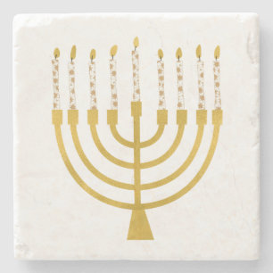 Festive Menorah Hanukkah Celestial Candles Bröllop Stenunderlägg