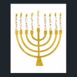 Festive Menorah Hanukkah Celestial Candles Tecknin Poster<br><div class="desc">Faux guld-foil menorah-ljus för Hanukkah firande. Den vismliga menorahillustrationen med vita stjärnor täckte celestialljus på ett fingerat guld-menorahstativ. Menorah Starry Hanukkah illustrerade designgåvor och pappra produkter.</div>