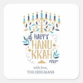 Festive Menorah Hanukkah Fyrkantigt Klistermärke