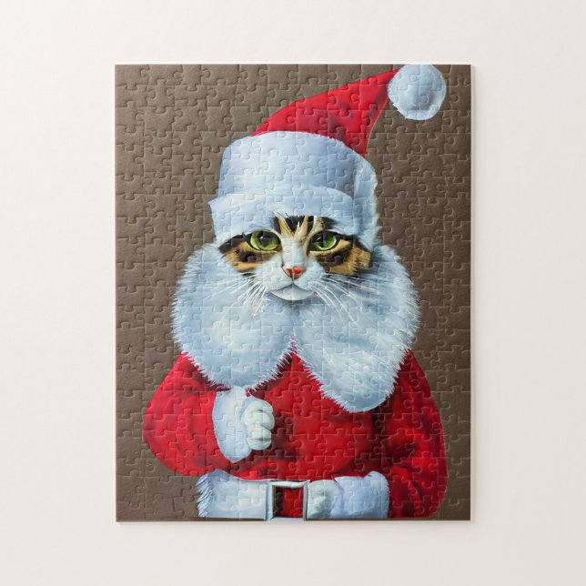 Festive Meowy jul Cat Jigszle Puzzle Pussel (Vertikal)